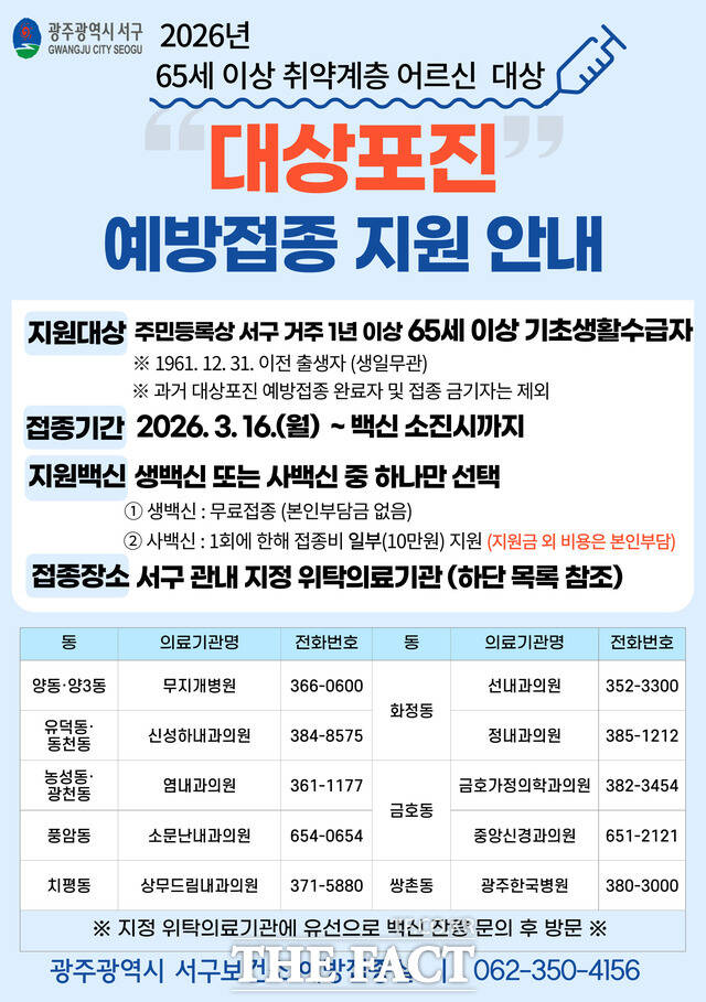 대상포진 예방접종 지원 안내문. /광주시 서구