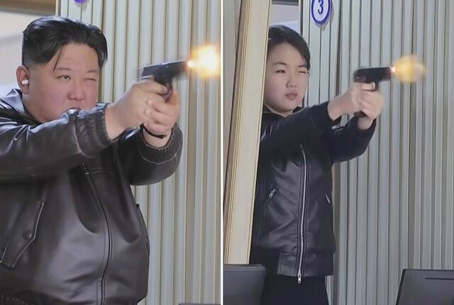 북한이 제9차 노동당 대회에서 비서국을 대폭 확대한 건 김정은 국무위원장의 딸 주애의 후계 구축과 관련 있다는 분석이 나왔다. 북한 관영매체는 12일 김정은 북한 국무위원장이 딸 주애와 전날 제2경제위원회 산하 중요군수공장을 찾아 신형 권총을 사격했다고 보도했다. /뉴시스.조선중앙TV 갈무리