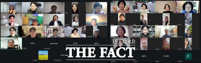 건양사이버대 다문화한국어학과 학생들이 미국 웰슬리대(왼쪽), 우즈벡 기묘대와 글로벌 멘토링 프로그램을 진행하고 있다. /건양사이버대