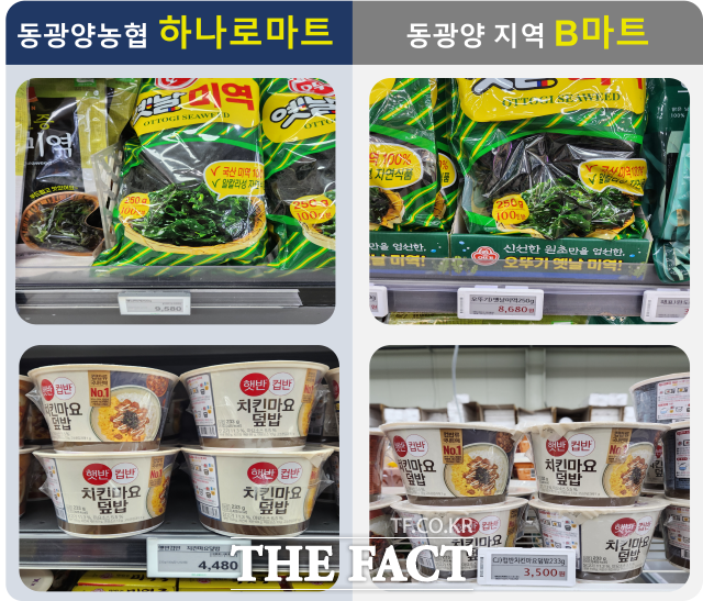 동일 제조사의 같은 제품도 하나로마트가 더 비싼 가격에 판매하고 있다. /김동언 기자