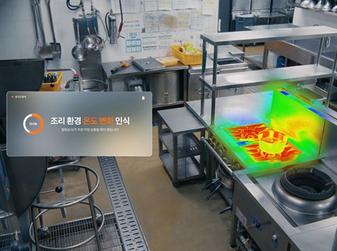 조리 공간 내 이상 상황 등을 감지해 알려주는 AI 카메라. /한화그룹