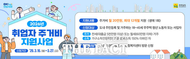 청년 취업자 주거비 지원사업 홍보물. /전남도