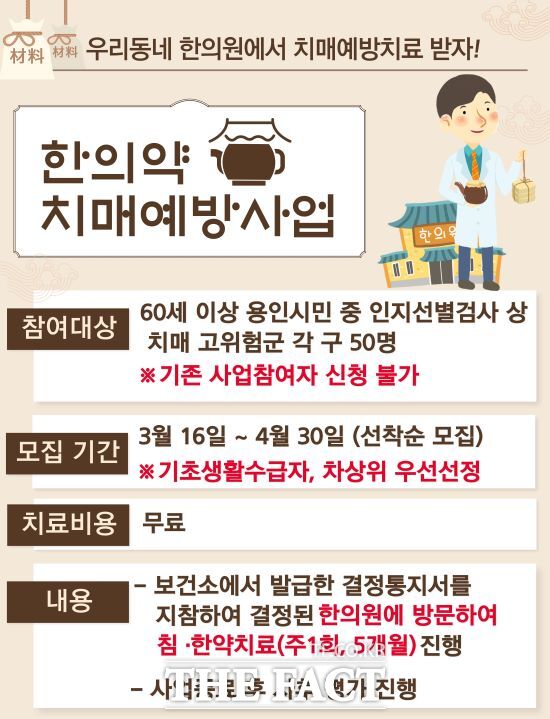 한의약 치매 예방 프로그램 안내문. /용인시