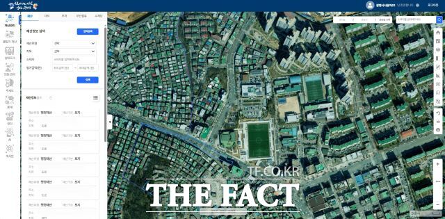 광명시 공유재산 통합관리시스템 화면 예시. /광명시