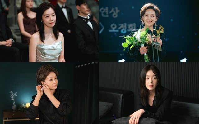 배우 한선화(위 왼쪽)와 배종옥이 JTBC 새 토일드라마 '모두가 자신의 무가치함과 싸우고 있다'에서 의붓 모녀 관계로 만난다. /스튜디오 피닉스·SLL·스튜디오 플로우