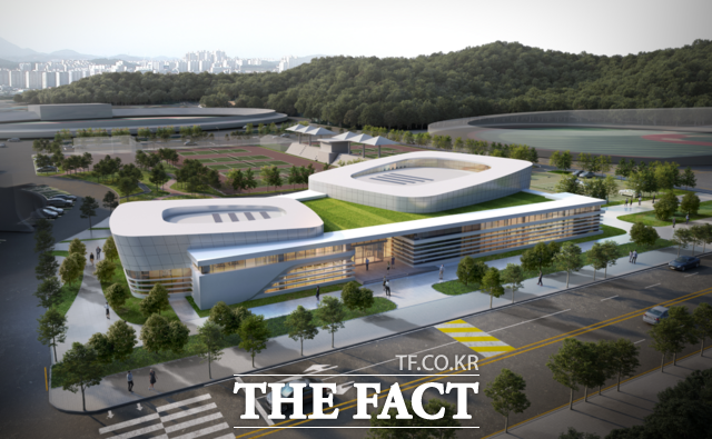 군산시 월명국민체육센터 건축설계 공모 당선작 조감도. /군산시