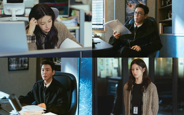 JTBC 새 토일드라마 '모두가 자신의 무가치함과 싸우고 있다'에 출연하는 배우 고윤정(위 왼쪽)과 최원영의 스틸이 공개됐다. /스튜디오 피닉스·SLL·스튜디오 플로우