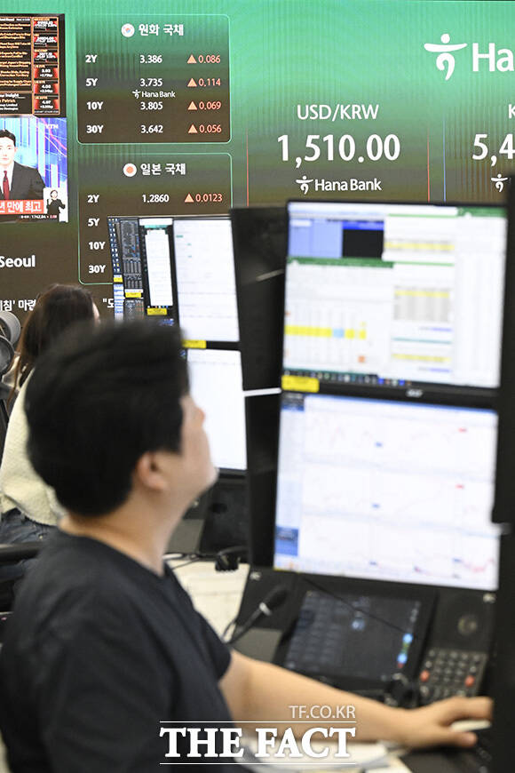 한 딜러가 머리에 손을 댄 채 고민하고 있다.