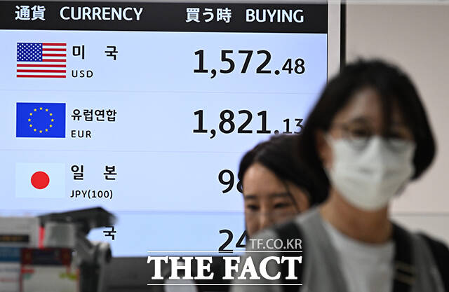 원·달러 환율이 1500원 선을 돌파한 23일 오후 인천국제공항 환전소에 원·달러 환율 등이 표시돼 있다. /인천국제공항=박헌우 기자