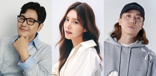 웹툰작가 김풍, 배우 채정안, 래퍼 넉살(왼쪽부터)이 MBC에브리원·E채널 새 예능 '돌싱N모솔' MC로 발탁돼 거침없는 코멘터리로 웃음을 안길 예정이다. /각 소속사