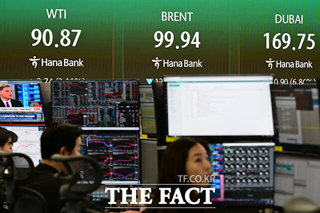90달러선 머무는 미국서부텍사스산원유(WTI)와 브렌트유.