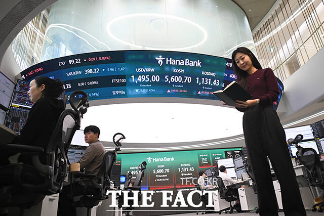 이날 미국과 이란의 종전 기대감에 원/달러 환율은 전일 26.4원 하락한 1490.0원으로 출발했다. 코스피 전일 대비 4.3% 오른 5638.20으로 개장했다.