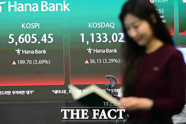 이날 미국과 이란의 종전 기대감에 원/달러 환율은 전일 26.4원 하락한 1490.0원으로 출발했다. 코스피 전일 대비 4.3% 오른 5638.20으로 개장했다.