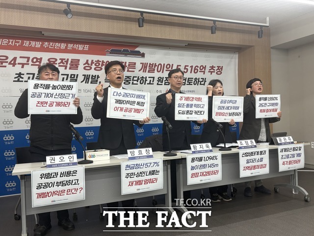 경제정의실천시민연합(경실련)은 25일 오전 서울 종로구 경실련 강당에서 종묘 앞 세운지구 재개발 추진현황 분석발표 기자회견을 열었다. /정예은 기자