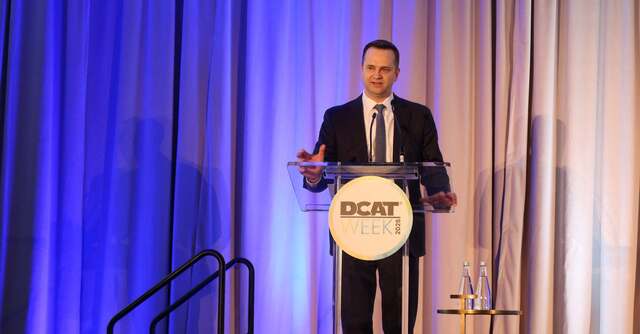 케빈 샤프 삼성바이오로직스 영업센터 세일즈앤드오퍼레이션담당(부사장)이 23일(현지시간) 진행된 회원사 발표 포럼에서 발표하고 있다. /삼성바이오로직스