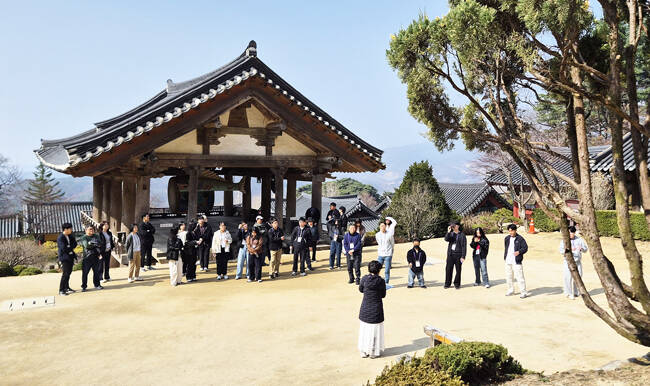 영주시 임용 5년 이하의 저연차 공무원들이 부석사를 답사하고 있다. /영주시