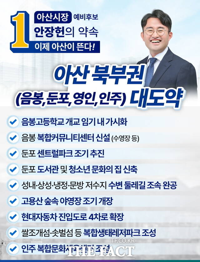 안장헌 아산시장 예비후보의 아산 북부권 대도약 카드뉴스. /안장헌 예비후보 캠프