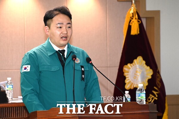 조대웅 대전시 대덕구의원이 26일 열린 제292회 임시회 제2차 본회의에서 5분 자유발언을 하고 있는 모습. /대전 대덕구의회