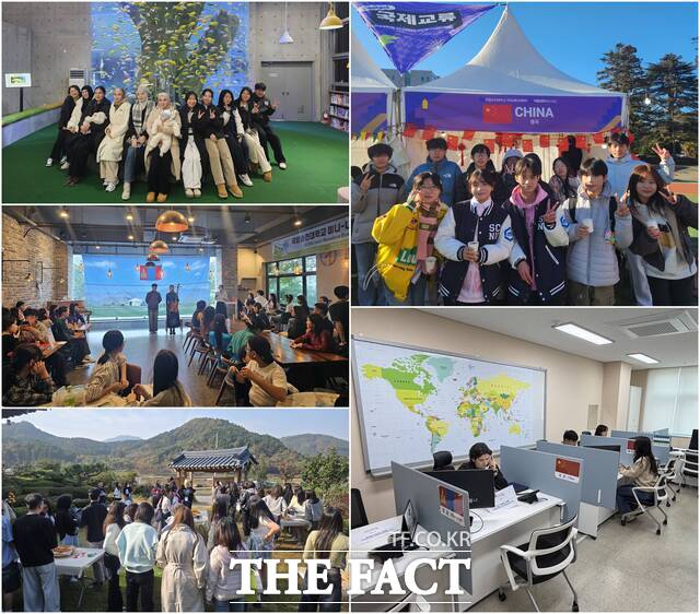 국립순천대학교 외국인 유학생들이 교내 프로그램에 참여하고 있다. /국립순천대학교