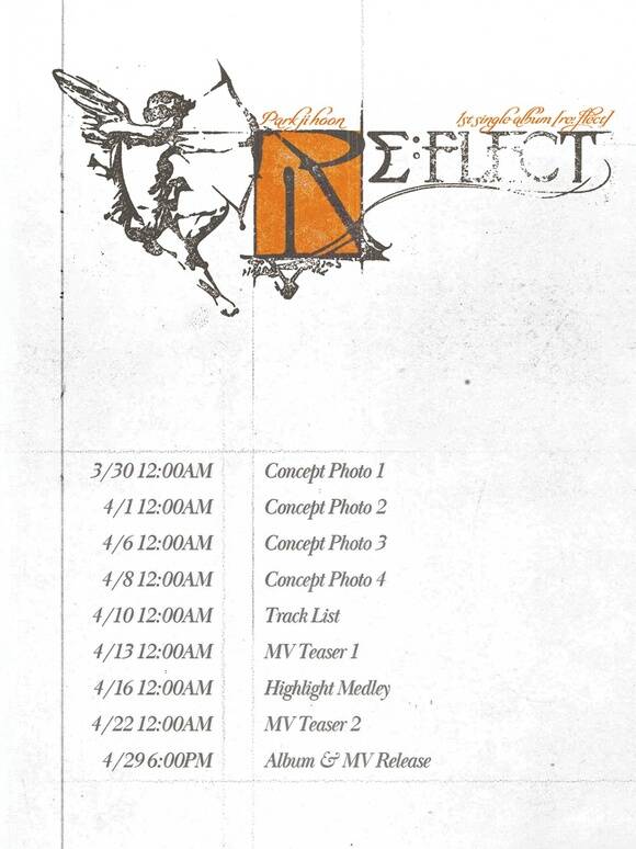 박지훈의 새 싱글 'RE:FLECT'는 4월 29일 발매된다. 박지훈은 싱글 발매 전까지 다양한 프로모션 콘텐츠를 순차 공개할 예정이다./YY엔터테인먼트