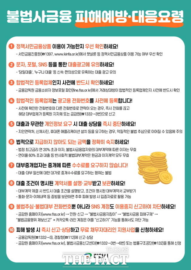 천안시가 제작한 불법사금융 피해 예방 및 대응 요령 전단지. /천안시