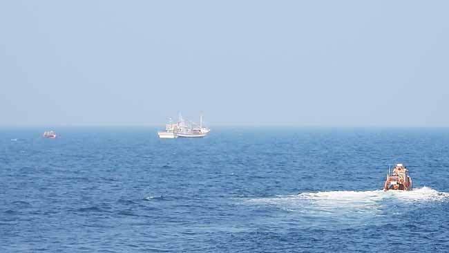 동해해경이 수색 이틀째인 28일 대형함정 고속단정을 이용해 사고 해역을 수색 중이다. /동해해경