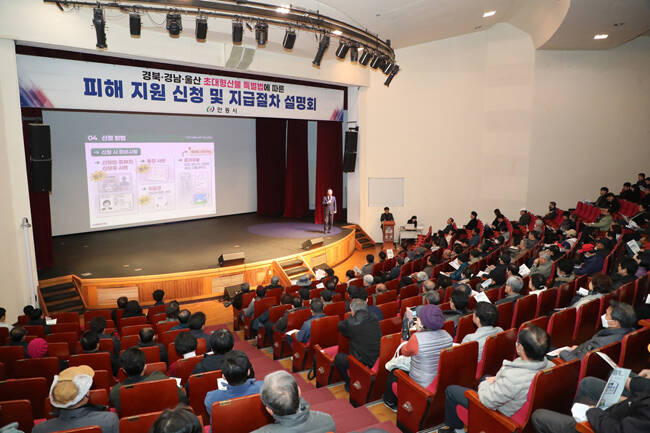 산불 피해 지원 신청 및 지급 절차 설명회 모습. /안동시