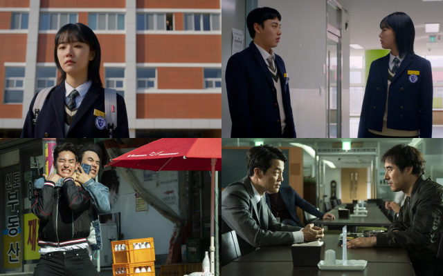 채원빈(위쪽)이 주연을 맡은 '소녀심판'은 추리닝을 입고 주먹으로 학교를 평정한 여고생 민아의 전설적인 이야기를 담은 코믹 학원 액션물이다. /㈜라온컴퍼니플러스, 에이스메이커무비웍스