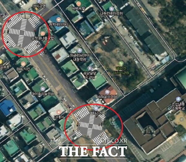 대각선 횡단보도 위치도. /논산시