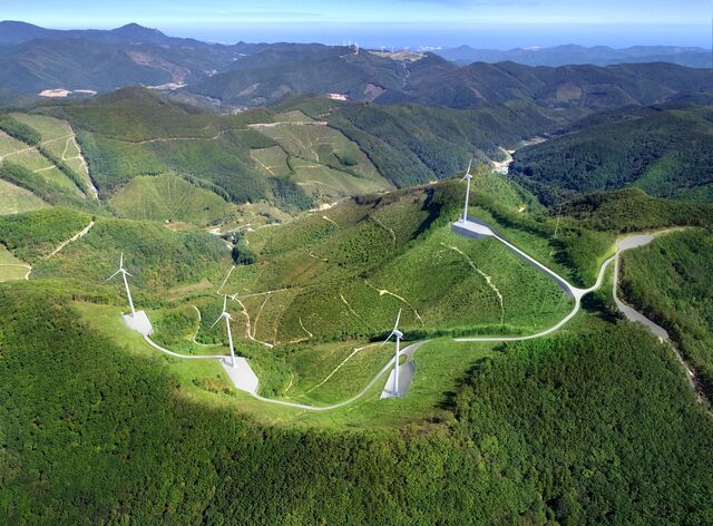 코오롱글로벌은 강원도 태백시 하사미 풍력발전단지가 민간 V.PPA 방식을 통한 본격적인 전력거래를 개시한다. 태백시 하사미 풍력발전단지 조감도. /코오롱글로벌