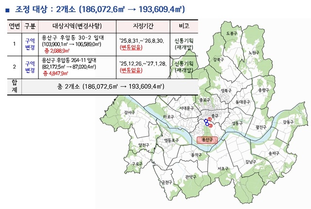 용산구 후암동 일대 신속통합기획 주택재개발 2곳은 지정 면적이 확대됐다. /서울시