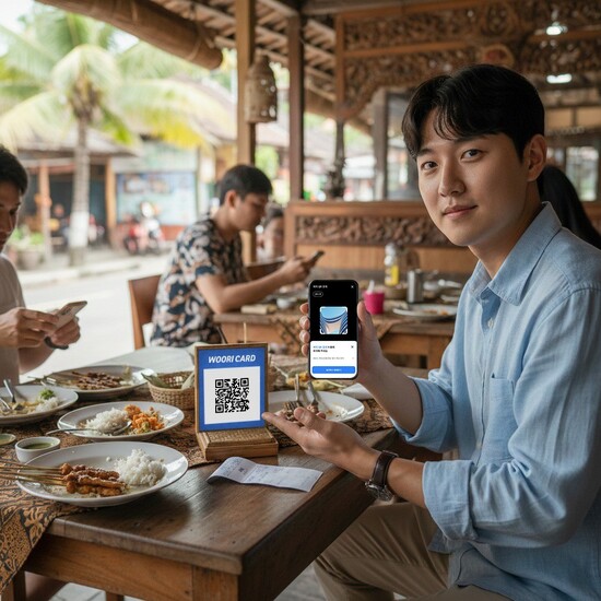 우리카드가 인도네시아 현지에서 사용할 수 있는 QR결제 서비스를 시작했다. /우리카드