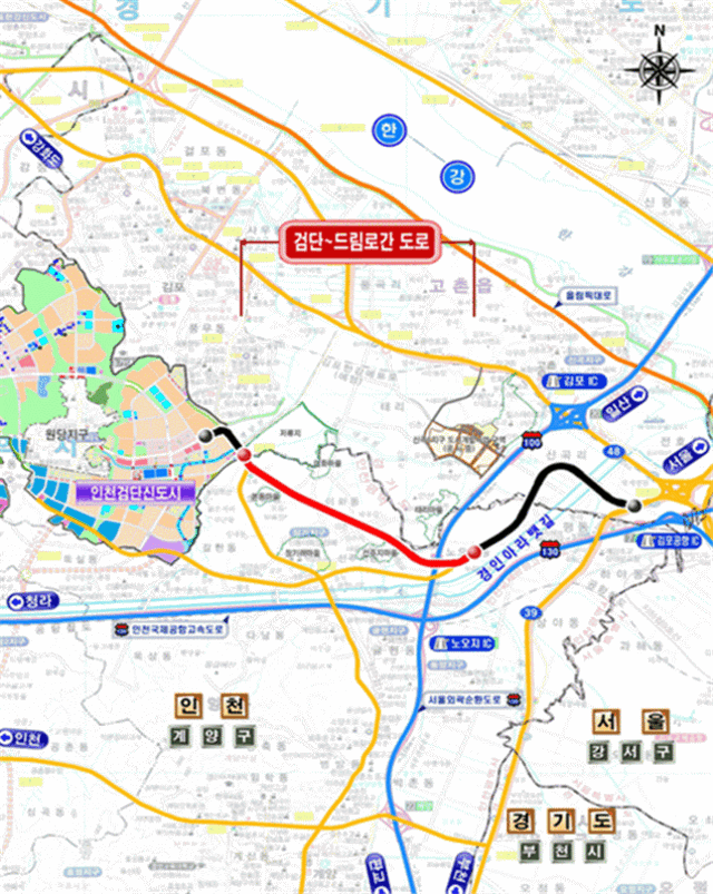 인천 검단~드림로 연결도로 개통 구간. /인천시