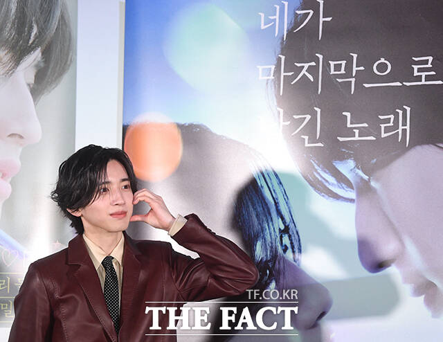 배우 미치에다 슌스케가 3일 오후 서울 용산구 CGV 용산아이파크몰에서 열린 영화 '네가 마지막으로 남긴 노래' 내한 기자간담회에 참석해 포즈를 취하고 있다. /박상민 기자