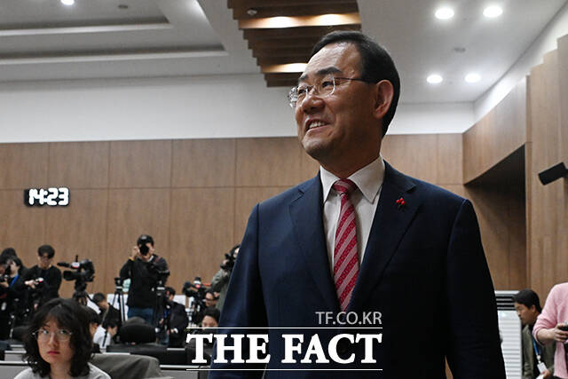 주호영 국회부의장이 지난달 26일 오후 서울 여의도 국회 소통관에서 열린 기자회견에 참석하고 있다. /국회=서예원 기자