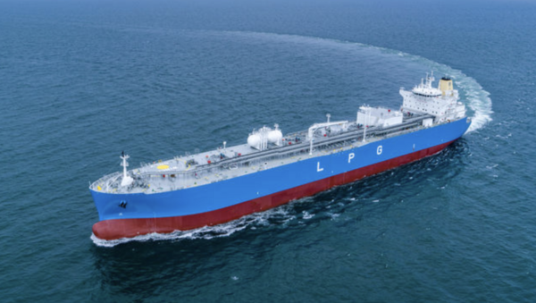 HD현대중공업이 지난 2023년 건조해 인도한 초대형 LPG운반선(VLGC)의 시운전 모습. /HD한국조선해양 제공