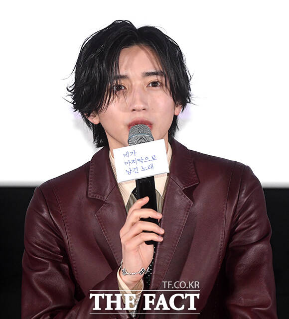 배우 미치에다 슌스케가 3일 오후 서울 용산구 CGV 용산아이파크몰에서 열린 영화 '네가 마지막으로 남긴 노래' 내한 기자간담회에 참석해 포즈를 취하고 있다. /박상민 기자