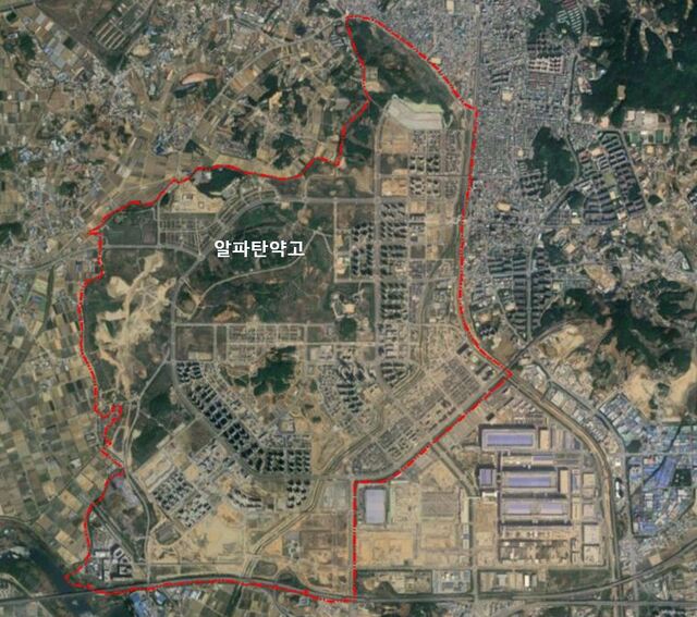 한국토지주택공사(LH)는 평택 고덕국제화계획지구 내 '알파탄약고' 이전이 완료됐다고 3일 밝혔다. 사진은 평택 고덕국제화계획지구 위성사진. /LH