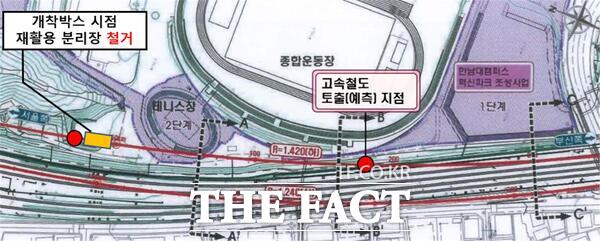 경부고속철 대전북연결선 한남대 통과 현황. /한남대학교