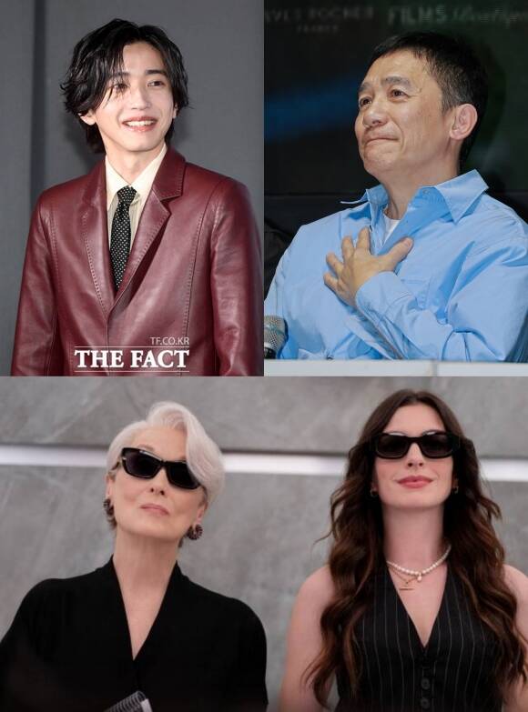 미치에다 슌스케·양조위·앤 해서웨이·메릴 스트립(왼쪽 위부터 시계 방향) 등 글로벌 스타 배우들이 작품 홍보를 위해 한국을 찾고 있다. /더팩트DB, 각 배급사