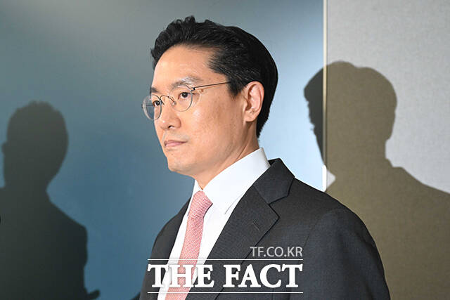 전인석 삼천당제약 대표가 지난 6일 오후 서울 서초구 삼천당제약 본사에서 열린 기자간담회에 참석하고 있다. /박헌우 기자