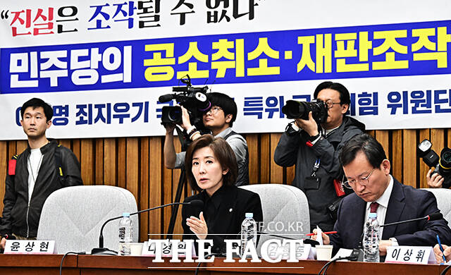 청문회 주재하는 나경원 국민의힘 의원.