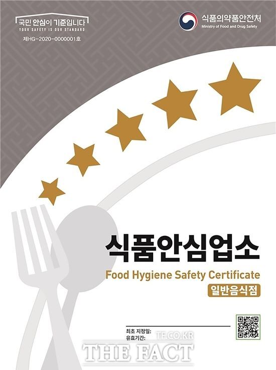 식품의약품안전처가 지정하는 식품안심업소 표지판. /식품의약품안전처