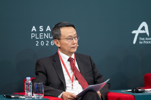 자칭궈 베이징대 국제관계학과 교수는 8일 서울 용산구 그랜드하얏트호텔에서 열린 ‘2026 아산플래넘’에서 진행한 인터뷰에서 “중국과 북한 사이에 동맹은 존재하지만 그 동맹은 미국이 다른 나라들과 맺은 동맹과는 매우 다르다”고 밝혔다. 사진은 이날 자칭궈 교수가 아산플래넘 세션 2-1에서 발언하는 모습. /아산정책연구원