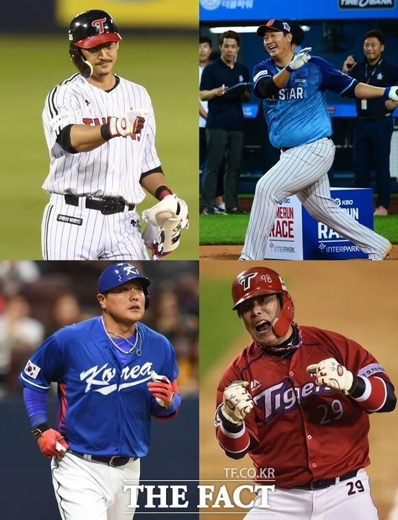 전 야구 선수 출신 박용택 이대호 김태균 나지완(위 왼쪽부터 시계방향)이 KBS2 새 예능프로그램 '우리동네 야구대장'에 출연한다. /더팩트 DB