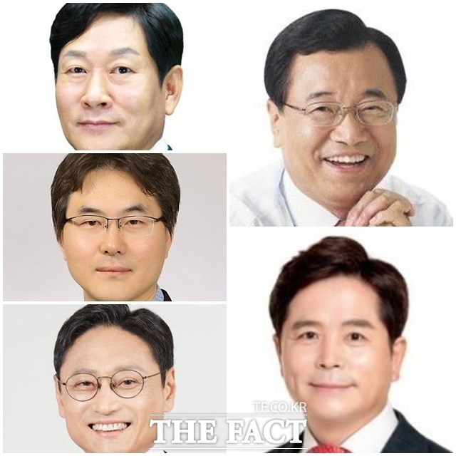 (왼쪽 위에서부터 아래로) 더불어민주당 강병덕, 서정완, 오후석 하남시장 예비후보와 국민의힘 이현재(오른쪽 위), 금광연(오른쪽 아래) 예비후보. /각 후보 측 제공