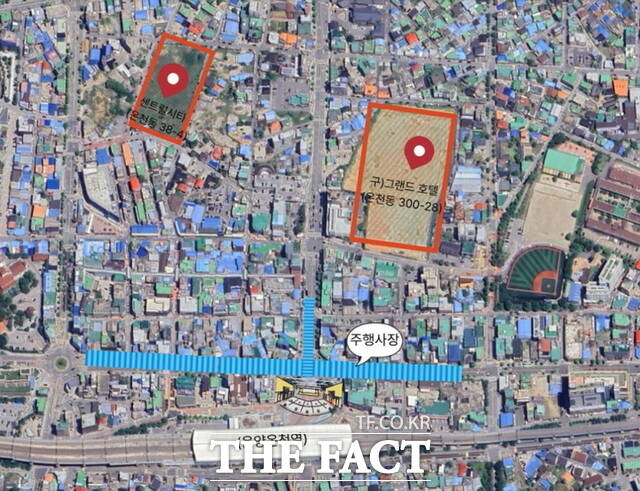 제65회 성웅 이순신 축제 임시주차장 조성 현장 위치도. /아산시