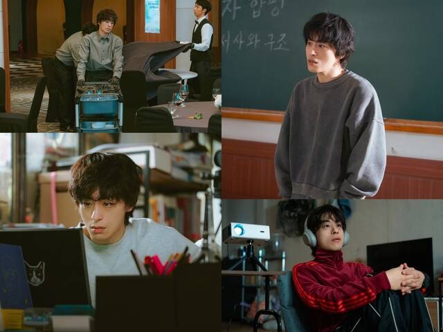 JTBC 새 토일드라마 '모두가 자신의 무가치함과 싸우고 있다' 제작진이 구교환의 바쁜 하루가 담긴 스틸컷을 공개했다. /스튜디오 피닉스·SLL·스튜디오 플로우