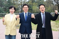  원팀으로 승리 위해! 박주민·전현희와 손 맞잡은 정원오 [TF사진관]