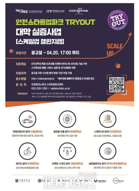 '인천스타트업파크 트라이아웃 대학 실증사업' 포스터. /인천경제청